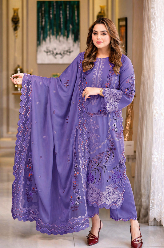 Embroidered Lawn 3PC Suit with Embroidered Dupatta  – IIC-4045