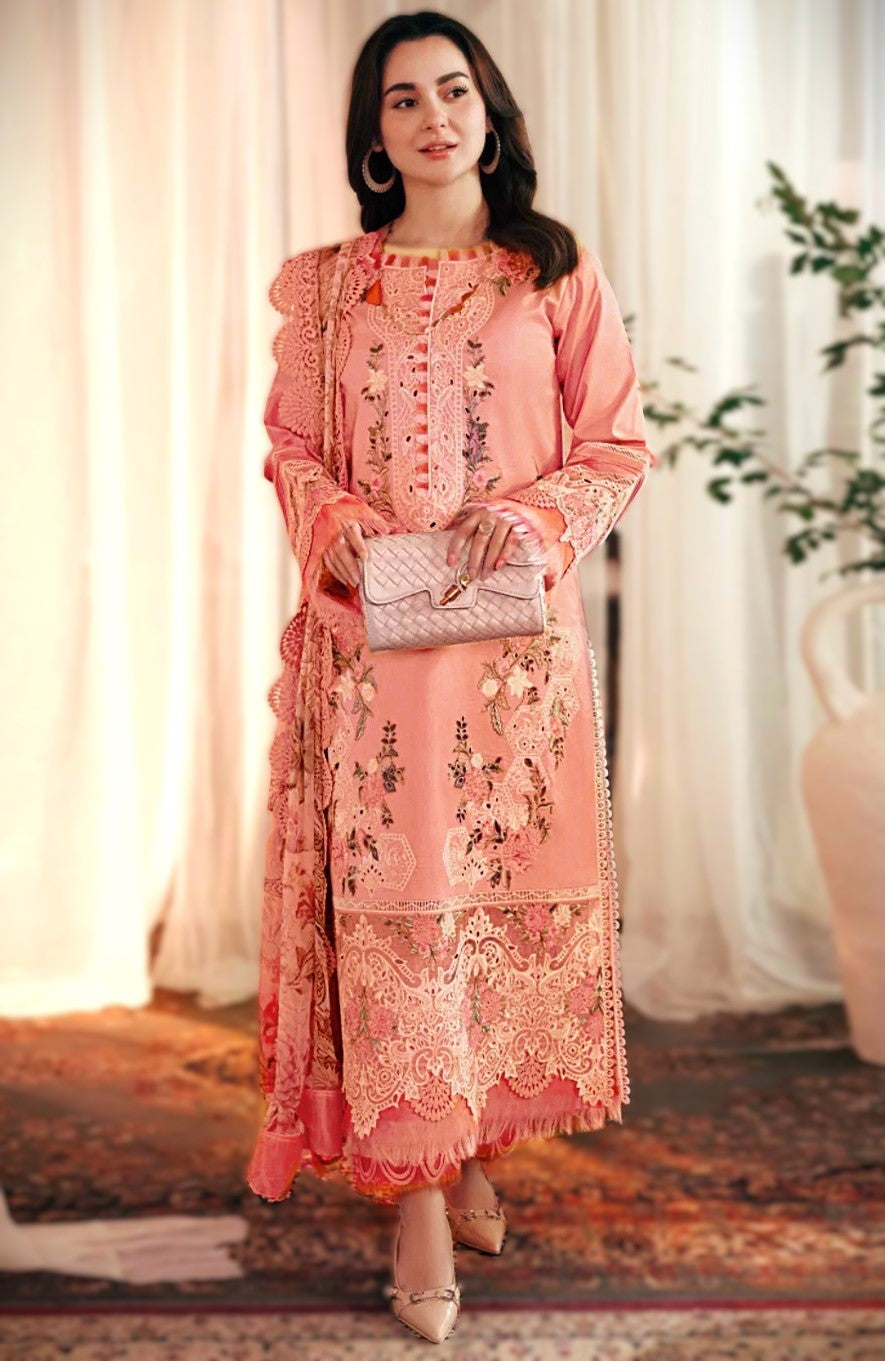 JADE Unstitched Embroidered Lawn 3PC with Printed Lawn Dupatta-20230
