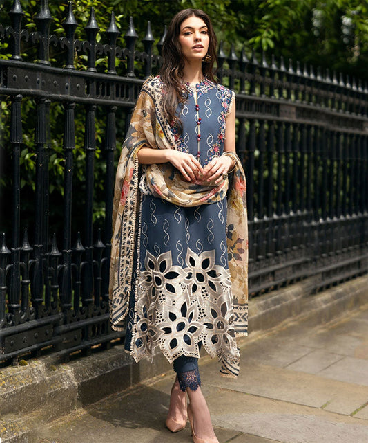 MUSHQ Dhanak 3PC Embroidered With Digital Printed Wool Shawl-682