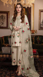 Silk 3PC Embroidered With Organza Embroidered Dupatta-1316