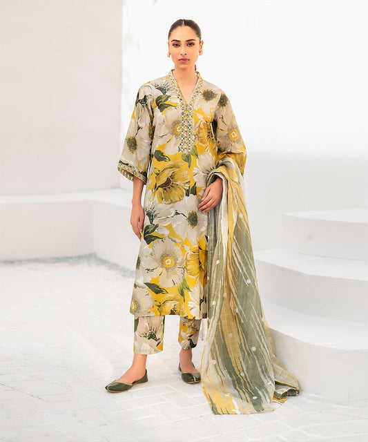 SHAHANAH KHADDAR 3PC - PRINTED SHIRT & TROUSER-910