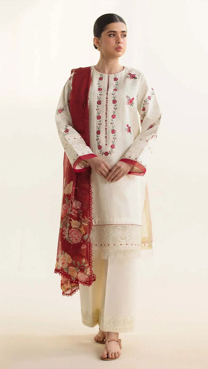 ZARA SHAHJAHAN 3PC Lawn Embroidered Shirt With Printed Dupatta-494