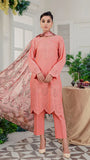 SAFWA FLORAL 3PC Dhanak Embroidered Shirt With Digital Printed Shawl-2003