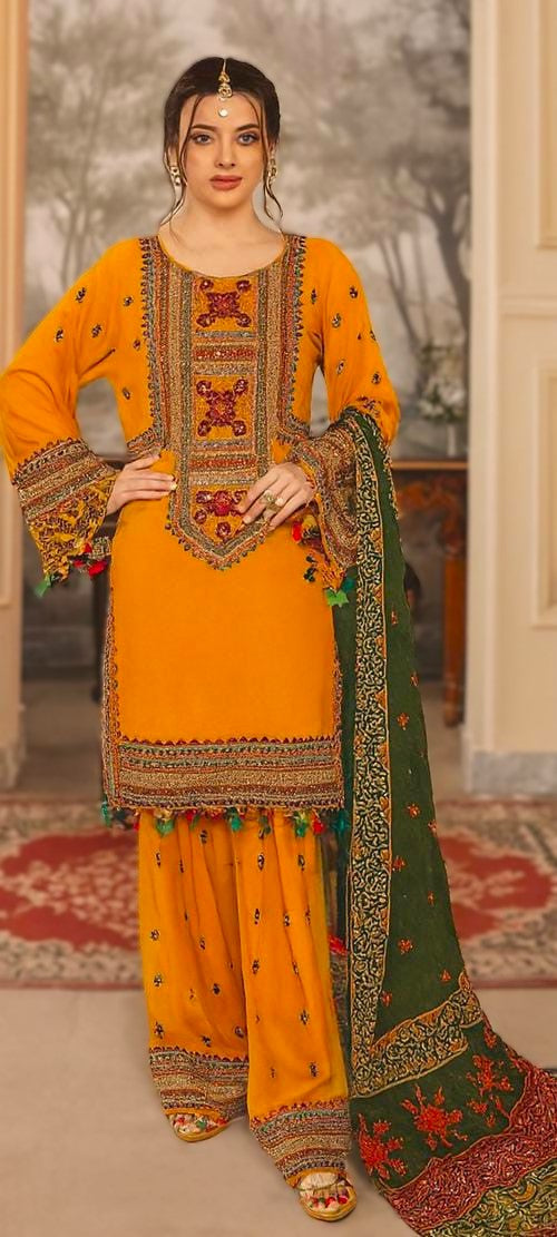 SOBIA NAZIR LUXURY DHANAK EMBROIDERED 3PC Suit with Wool Shawl-3001