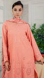 SAFWA FLORAL 3PC Dhanak Embroidered Shirt With Digital Printed Shawl-2003