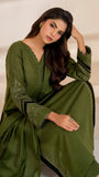 BAROQUE 3PC EMBROIDERED KHADDAR Shirt With Embroidered Shawl-684