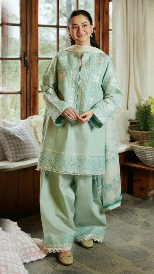 ZARA SHAHJAHAN 3PC Lawn Embroidered Shirt With Printed Dupatta-495
