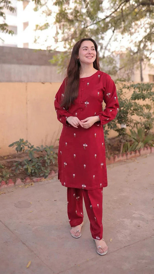 Red Rose Dhanak 2PC Embroidered With Trouser Embroidered-263