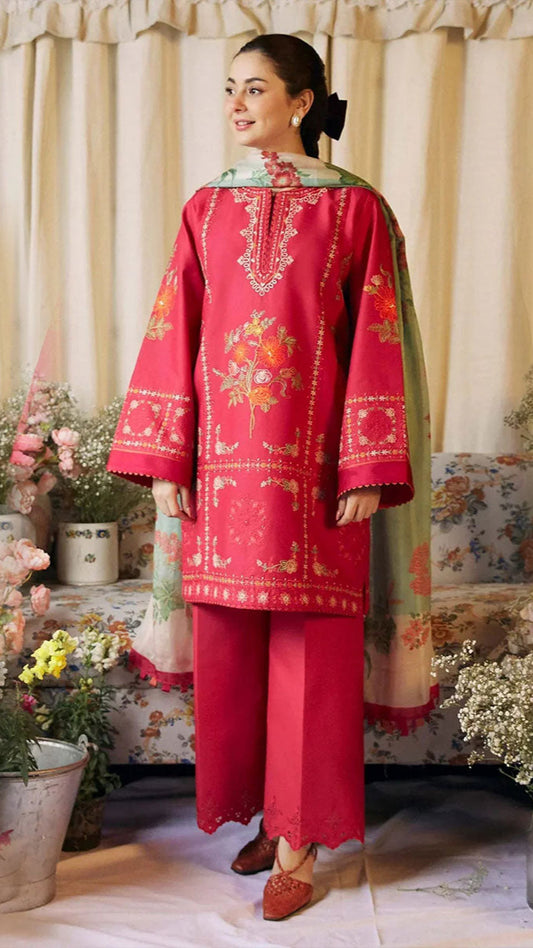 ZARA SHAHJAHAN 3PC Lawn Embroidered Shirt With Printed Dupatta-493