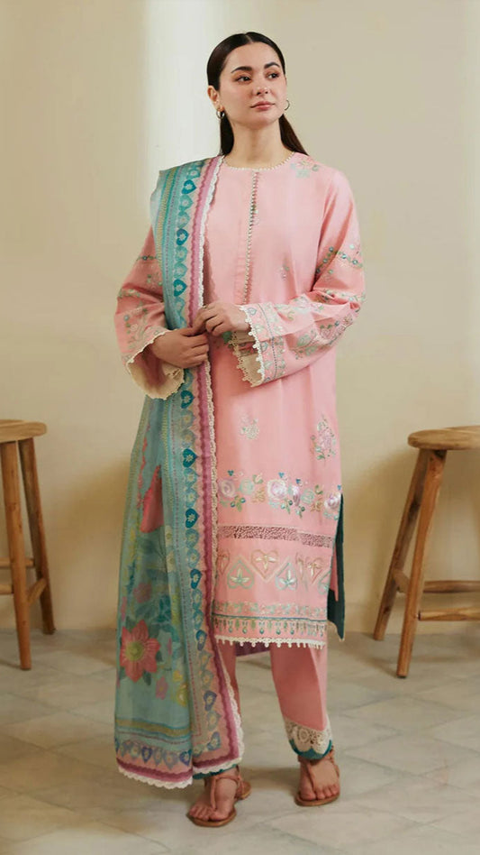 ZARA SHAHJAHAN 3PC Lawn Embroidered Shirt With Printed Dupatta-377