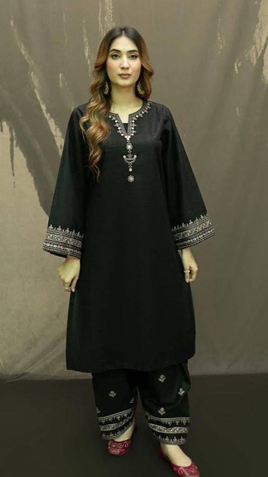 URGE - 2PC DHANAK EMBROIDERED SHIRT WITH DHANAK EMBROIDERED TROUSER - 687