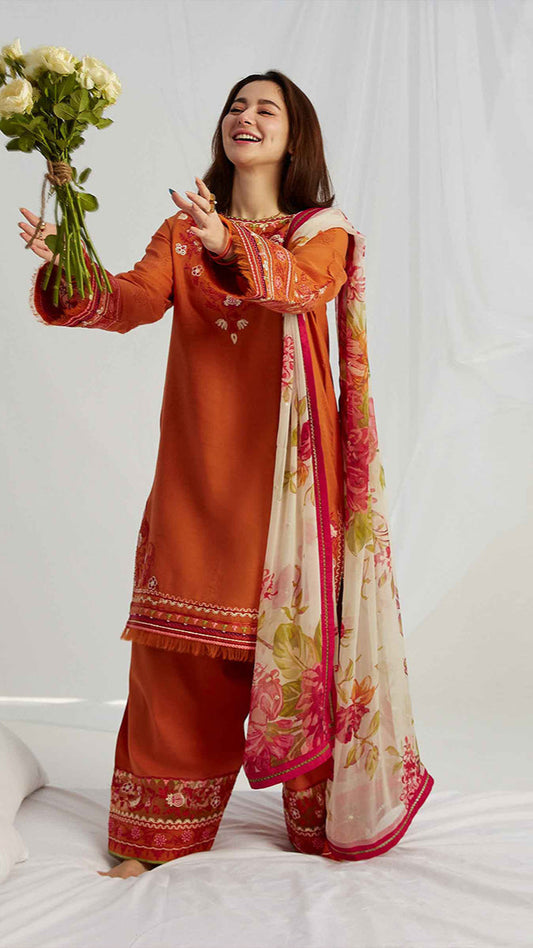 ZARA SHAHJAHAN 3PC Lawn Embroidered Shirt With Printed Dupatta-466