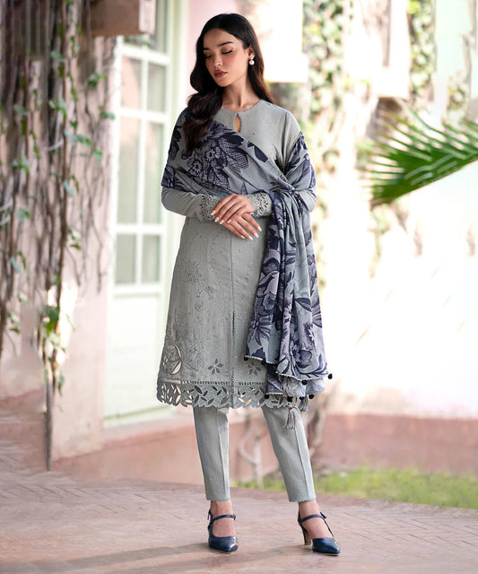 Jazmin Dhanak 3PC Embroidered With Digital Printed Wool Shawl-284