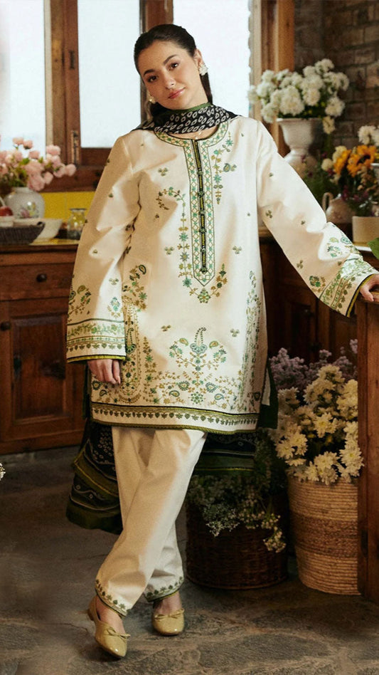 Zara Shahjahan Lawn 3PC Embroidered With Printed Dupatta-488