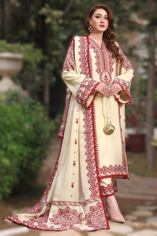 ASIM JOFA HEAVY EMBROIDERED LAWN 3PC  WITH EMBROIDERED LAWN DUPATTA-2096