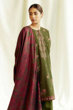 Dhanak 3PC Embroidered With Dhanak Embroidered Shawl-