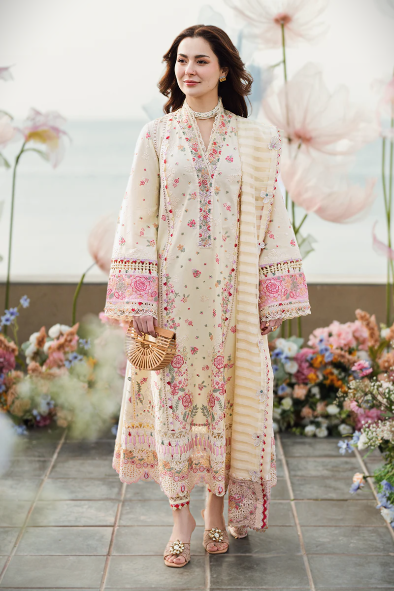 Qalamkar Embroidered Lawn 3PC Suit with Embroidered Dupatta – 4001