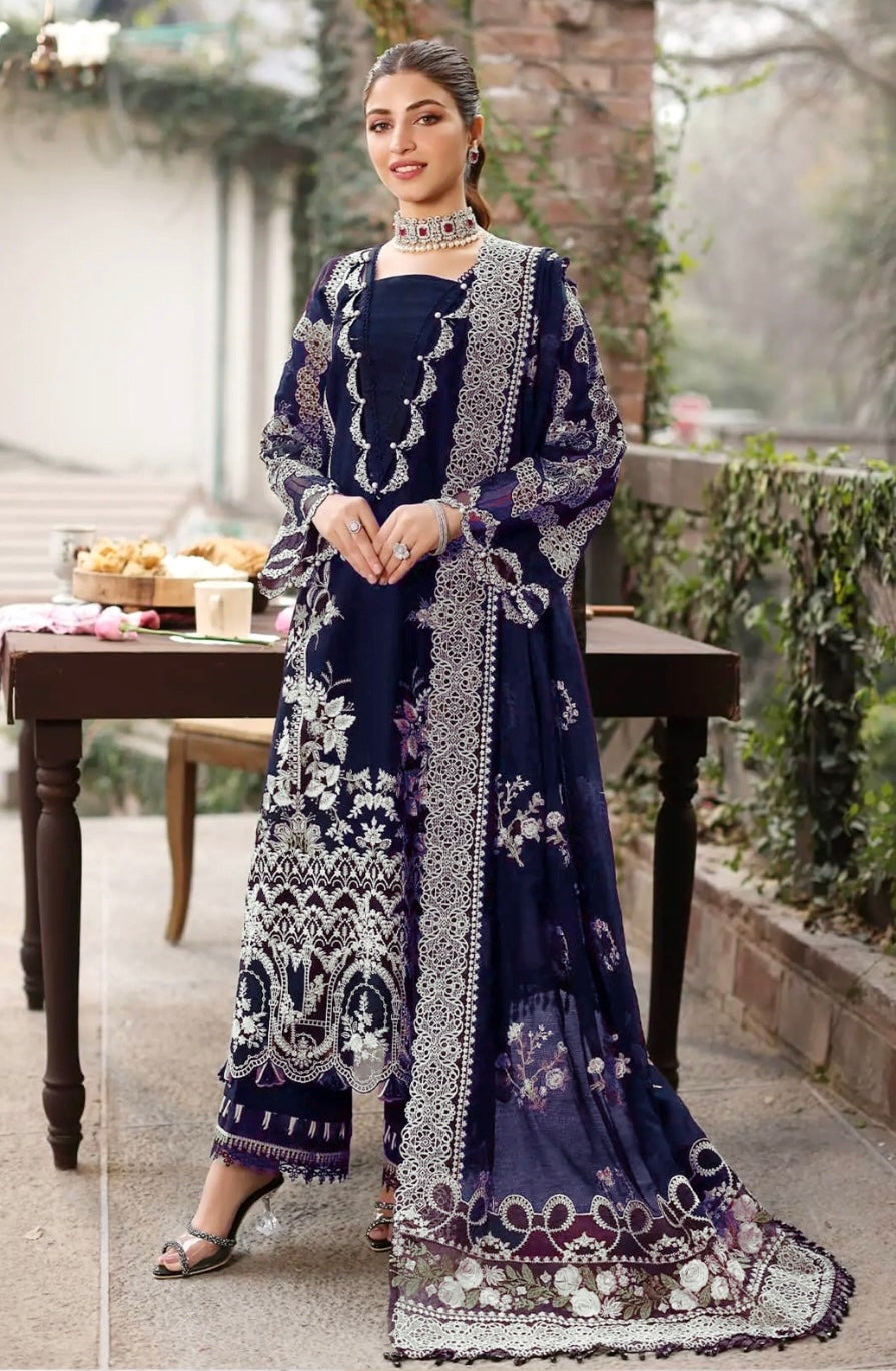 Kahf Embroidered Lawn 3PC Suit with Elegant Embroidered Dupatta – IIC-4043