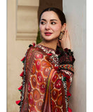 HUSSAIN REHAR Luxury Dhanak 3PC Embroidered With Digital Printed Wool Shawl-177