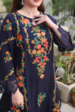 LUXURY DHANAK FLORAL EMBROIDERED 3PC SUIT WITH DIGITAL PRINTED WOOL SHAWL –3545