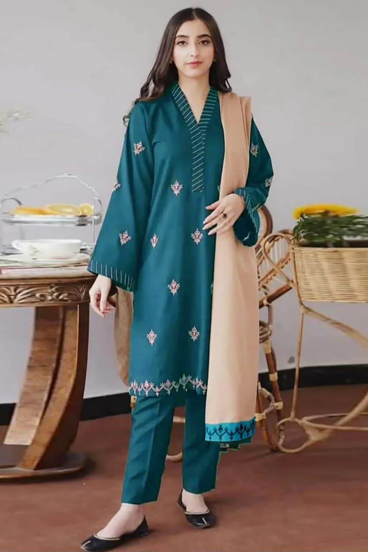 Aisling Dhanak AS-529 | 3Pcs Embroidered Winter Collection