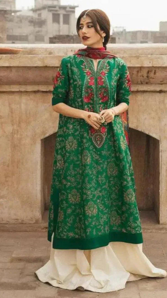 Zara Shahjahan 3PC Embroidered With Digital Printed Wool Shawl-216