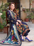 LUXURY DHANAK FLORAL EMBROIDERED 3PC SUIT WITH DIGITAL PRINTED WOOL SHAWL –3545