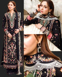 LUXURY DHANAK EMBROIDERED 3PC SUIT WITH  EMBROIDERED ORGANZA DUPATTA-3262