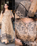LUXURY DHANAK EMBROIDERED 3PC SUIT WITH CHIFFON EMBROIDERED DUPATTA-3397