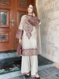 Winter 3PC Dhanak Chickenkari Embroidered Suit with Embroidered Shawl–1158