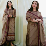 WINTER 3PC DHANAK EMBROIDERED SUIT WITH EMBROIDERED DHANAK DUPATTA-0449