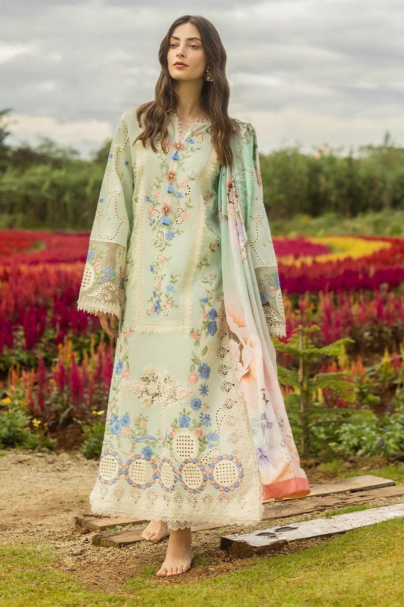 Mushq Lawn Embroidered 3PC Suit With Chiffon Dupatta – IIC-4019