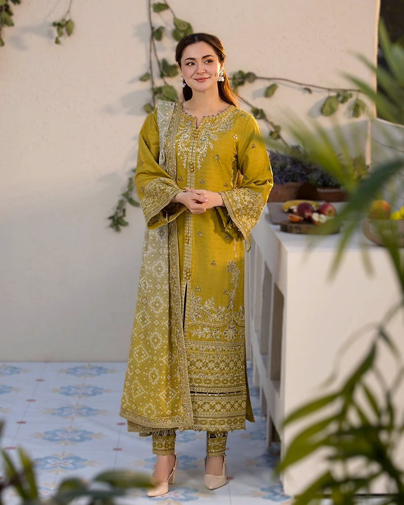 JADE Lawn Embroidered 3PC Suit with Printed Dupatta – IIC-4022