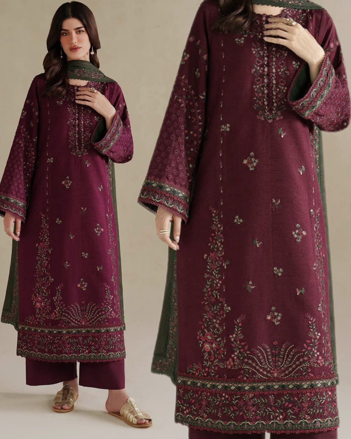 Iznik Lawn Embroidered 3PC Suit with Embroidered Dupatta – IIC-4028