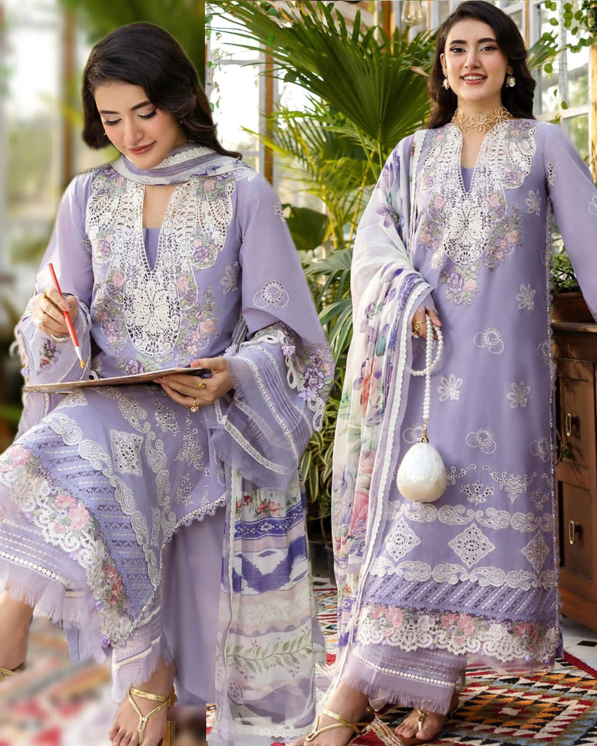 Elaf Premium Lawn Embroidered  3PC Suit with Printed Lawn Dupatta – IIC-4002