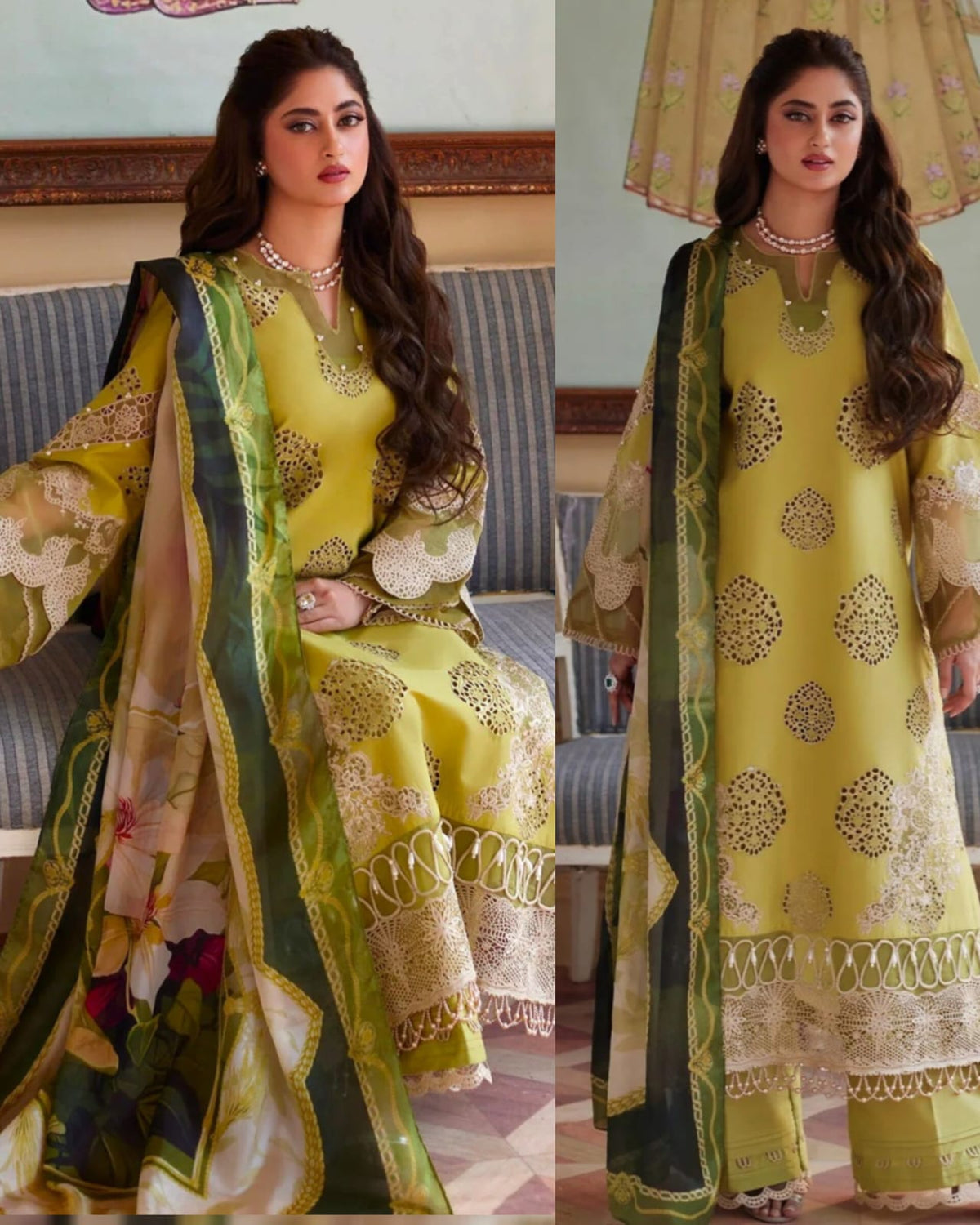 Elaf Premium Lawn Embroidered 3PC Suit with Lawn Printed Dupatta-4023