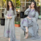 Mahnur Lawn Embroidered 3PC Suit with Embroidered Chiffon Dupatta – 4003
