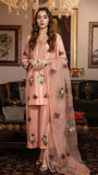 Silk 3PC Embroidered With Organza Embroidered Dupatta-1314