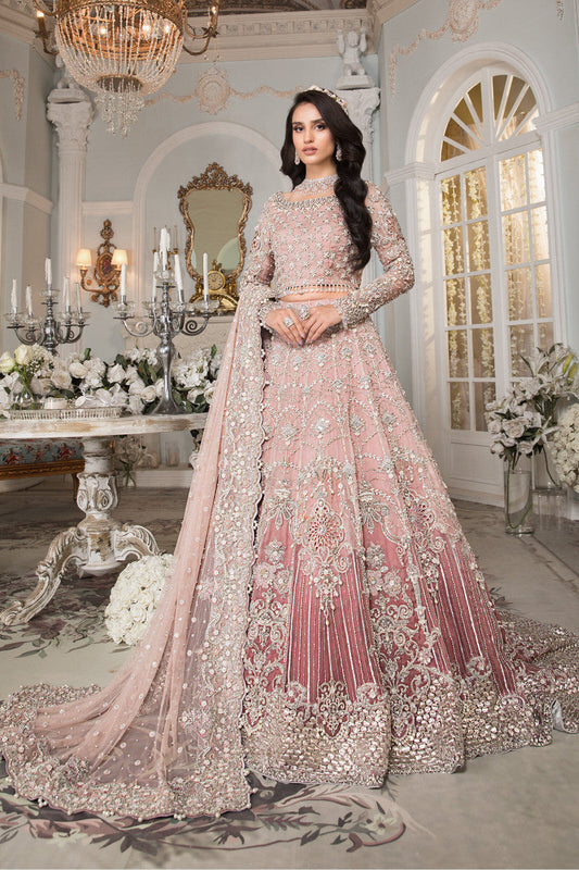 Maria B. - 3 Piece Net Embroidered Dress with Net Embroidered Dupatta