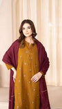BAROQUE  3PC Dhanak Embroidered Shirt With  Embroidered Shawl-298