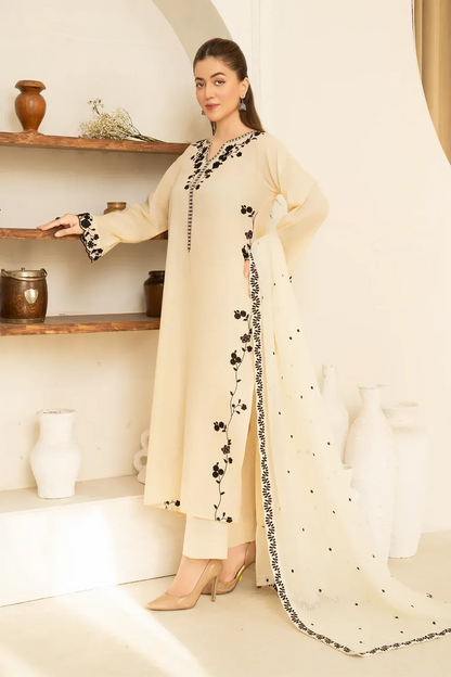 DHANAK 3PC EMBROIDERED SHIRT WITH CHIFFON EMBROIDERED DUPATTA – 3510