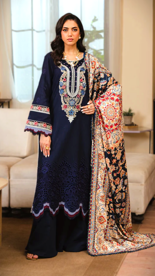 MAHNUR EMBROIDERED DHANAK 3PC UNSTITCHED WINTER COLLECTION –2041