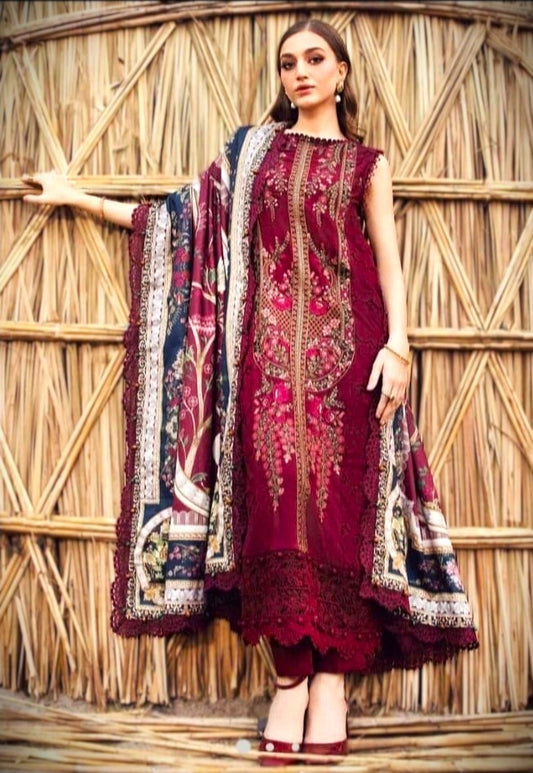 MARIA.B LUXURY EMBROIDERED DHANAK 3PC -1064
