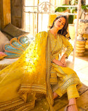 Linen 3PC Embroidered with Organza Dupatta-583