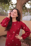 Red Rose Dhanak 2PC Embroidered With Trouser Embroidered-263